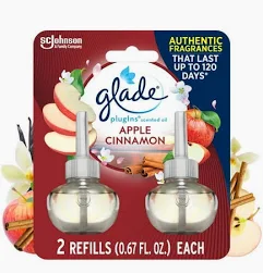 GLADE PLUG IN SCENTED OIL *REFILL*  APPLE CINNAMON 2/PK