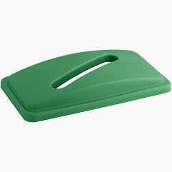 GARBAGE CAN RECTANGULE COMMERCIAL SLIM JIM  LID PAPER SLOT  RUBBERMAID GREEN FG270388GRN