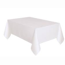 PLASTIC TABLECLOTH WHITE CENTER FOLD 18"  PERFERATED  36" X 108"