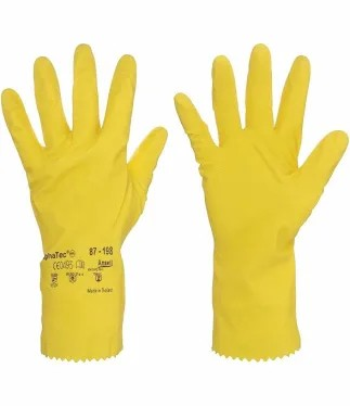 GLOVES YELLOW LATEX FLOCK LINED HD HL-100 XL INDV. PACK
